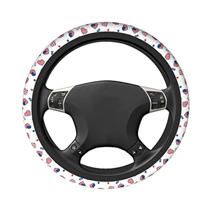 4th of July American Flag Steering Wheel Covers Universal 15 Inch Non Slip Neoprene Car Steering Wheel Protector Covers for Men Women - color: Black6