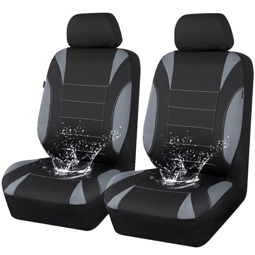 CAR PASS Waterproof Car Seat Covers Front Seats Only with 5mm Composite EVA, Neoprene Car Seat Cover with Separate Headrest Cover, Quick Setup Universal Fit for Car SUV Trucks,Airbag Compatible（Gray
