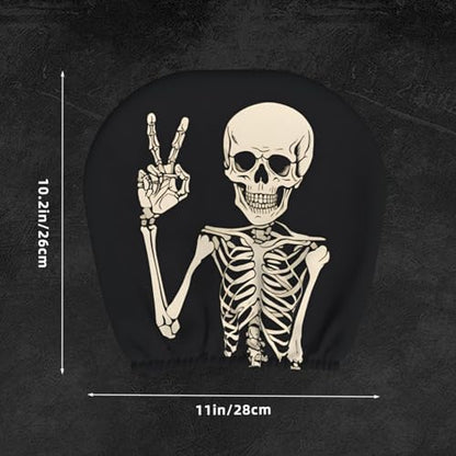 Dujiea 2 Pack Funny Skull Finger Car Headrest Covers, Universal Soft Car Seat Head Rest Protector, Vehicle Accessories Fabric Headrest Cover for Cars Vans Trucks