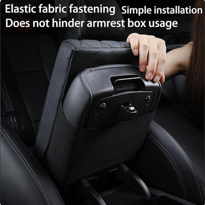 Car Center Console Cover/pad Genuine Leather,Universal Armrest mat, Adjust driving posture Cushion,Protector box,Memory Foam,Real cowhide,Relieves shoulder/arm fatigue,boosting driving safety - size: sizeB 14 x 8 x 2.2 inch(midsize cars and SUVs)