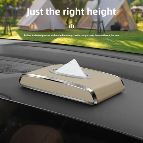 Faux Leather Car Tissue Holder for Interior, Multi-Function Tissue Box, Armrest & Back Seat Tissue Organizer, Sleek Kleenex Holder (Beige Flat) - color: Beige Flat