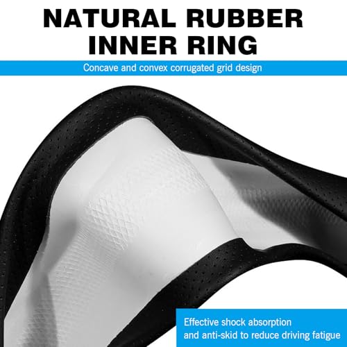 D-shaped Steering Wheel Cover, Carbon Fiber Pattern Anti-slip Wear-resistant Sweat-absorbent Microfiber Leather Steering Wheel Protector, Four Seasons Universal Accessory (Black)