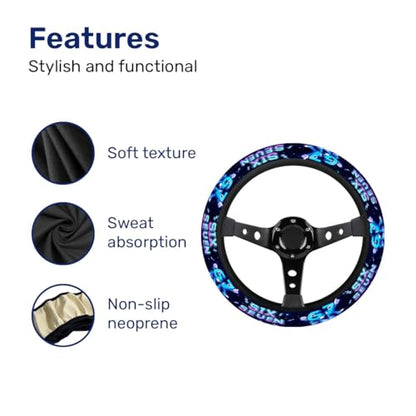 GENANY Brainrot Meme Steering Wheel Cover, Non Slip Polyester Car Wheel Protector for Car SUV Truck, Universal 15 Inch - color: Brainrot 67
