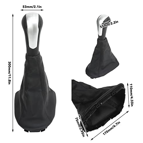 Gear Shift Knob Cover Kit, Manual Gear Stick Shift Knob Black PU Cover Compatible with Spark