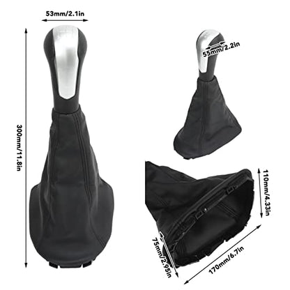 Gear Shift Knob Cover Kit, Manual Gear Stick Shift Knob Black PU Cover Compatible with Spark