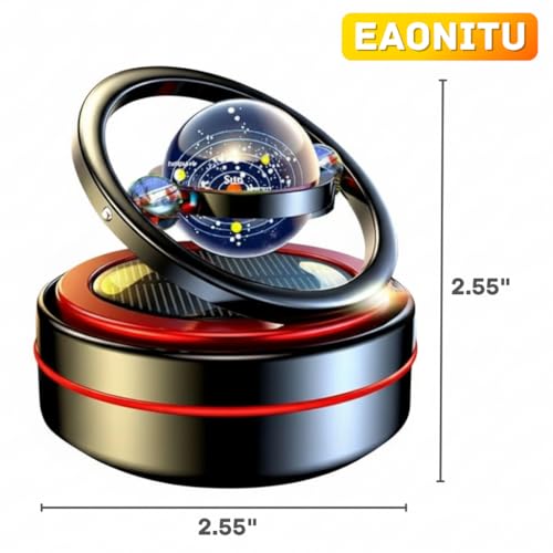 Solar Dashboard Spinner, Sun Powered Kinetic Car Decoration Diffuser, Space Theme Automotive Accessories, Spring Birthday Gift Exchange, Fragrance & Aroma Cores Sold Separately (Solarium Black)