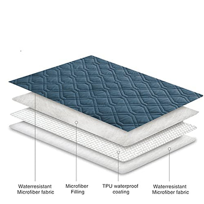Ameritex Waterproof Dog Bed Cover Pet Blanket for Furniture Bed Couch Sofa Reversible - color: Navyblue+stoneblue, size: 30x53 Inch (Pack of 1)