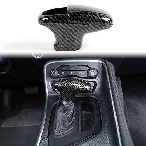Voodonala for Challenger Charger ABS Carbon Fiber Gear Shift Shifter Knobs Cover Trim for 2015-2026+ Dodge Challenger Charger 2018-2026+ Durango Interior Accessories 3pcs