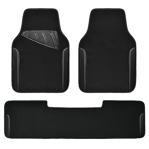 CAR PASS Waterproof Universal Faux Leather 3Pcs Car Floor Mats, Black Car Mats Fit for SUV,Vans,sedans, Trucks,Set of Vehicles Car Carpet with Driver Heel Pad and Anti-Slip Nibs Backing (Black 3Pcs) - color: Black 3pcs