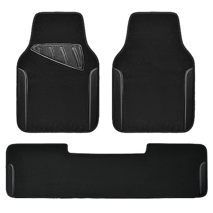 CAR PASS Waterproof Universal Faux Leather 3Pcs Car Floor Mats, Black Car Mats Fit for SUV,Vans,sedans, Trucks,Set of Vehicles Car Carpet with Driver Heel Pad and Anti-Slip Nibs Backing (Black 3Pcs) - color: Black 3pcs
