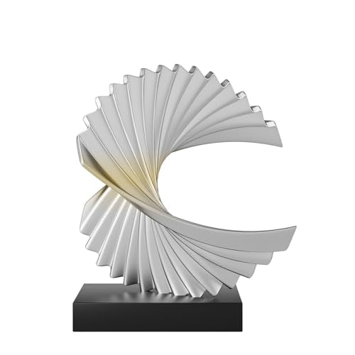 Ocean Wave Sculpture - Modern Funky Abstract Statue, Resin Wave Sea Ornament for Home Office Desk Shelf Accents (Silver) - color: Silver, size: Wave Statue