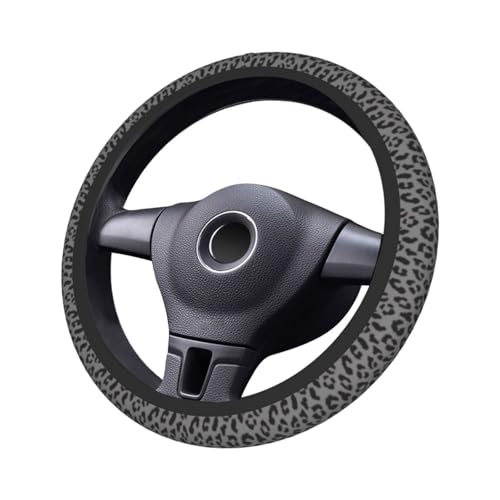 Black Leopard Print Steering Wheel Cover Universal 15 Inch Cheetah Elastic Steering Wheel Cover Leopard Auto Car Accessories Non-Slip Breathable Neoprene Steering Wheel Covers Protector Universal - color: Black Leopard Print