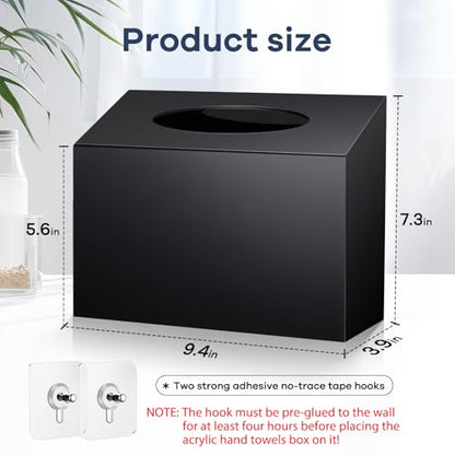 Acrylic Hand Towel Box Cover Compatible with Kleenex Disposable Hand Towels Wall-Mounted Paper Towel Dispenser Suitable for Tabletop, Bathroom, Car, and Office Use Valentine's Day Gifts (Black) - color: Black