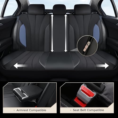 Coverado Seat Covers for Car, Leather Automotive Car Seat Covers 5 Seats, Mesh Breathable Auto Seat Protectors, Driver Seat Covers Universal Fit for SUV, Truck, Vans, Sedan - color: B-Blue&Black