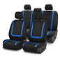 FH Group Car Seat Covers Unique Flat Cloth Full Set Automotive Seat Covers Front Set and Rear Solid Bench Blue Black Seat Covers w. Gift Universal Fit Interior Accessories for Cars Trucks and SUVs - color: Blue