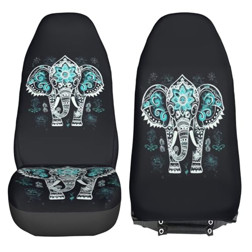 Dujiea Painted Mandala Tribe Elephant Car Front Seat Covers 2 Pcs Universal Auto Seat Covers Front Seats Only, Vehicle Bucket Seat Protectors Fit for Most Car SUV Sedan and Truck - color: Painted Mandala Tribe Elephant