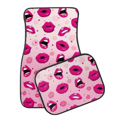 Hot Pink Lip Automotive Floor Mats Front and Rear Car Mat Carpet Set 4 Pcs Universal Fit Trucks for Valentine's Day - color: Hot Pink Lip