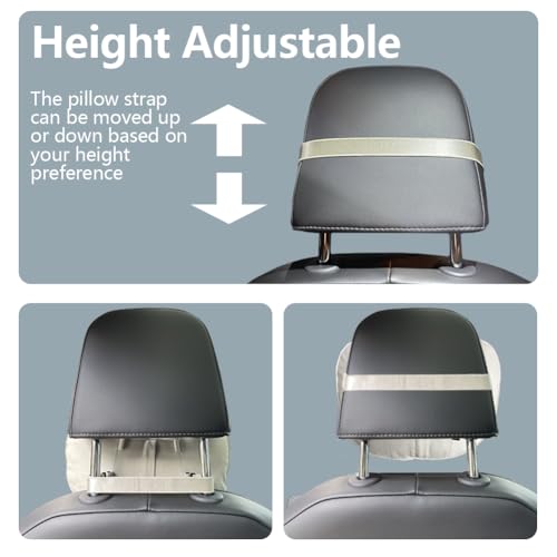 BlissfulNest Car Seat Headrest Pillows, 2 Pack, Suede Fabric, Car Neck Pillow Height Adjustable Thickness Adjustable Neck Pillow Designed to Fit All Cars - color: Suede Fabric Gray