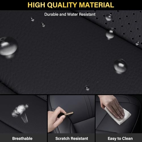 Coverado Chevy Silverado Seat Covers Full Set, Faux Leather Car Seat Covers Fit for 2014-2018 1500, 2015-2019 2500HD 3500HD Chevy Silverado GMC Sierra Crew Double Extended Cab (Black) - color: Black, size: FullSet(2014-2018)