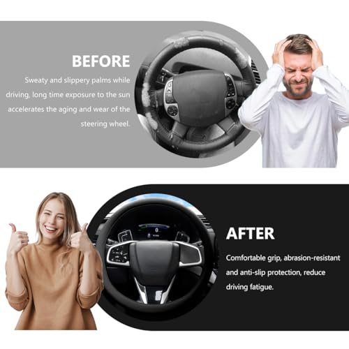 Car Steering Wheel Cover, 13 to 14 Inches Non-Slip Soft Silicone Steering Wheel Protector, Stretchable Elastic Steering Wheel Cover Fits Most Cars for Men and Women (Black) - color: Black