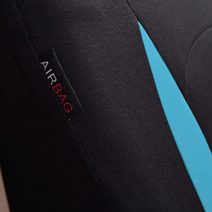 Flying Banner Car Seat Covers Front Seats Rear Bench Polyester car seat Protectors Easy installations Rear Bench Split Classic Man Lady Truck - color: Black & Mint Blue