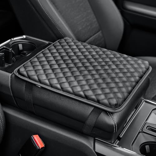 JOYTUTUS Center Console Cover for Full Size Truck, Leather Arm Rest Covers Armrest Cover for Car, Middle Console Cover Lid, Car Arm Rest Cushion Pad, Car Black Accessories - color: Black, size: 13.78" x 13.78"