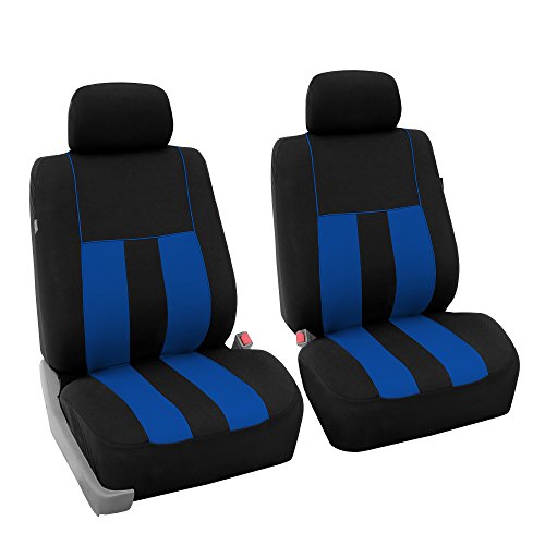 FH Group Car Seat Cover Front Set Striking Striped Car Seat Covers with Front Seat Covers and Rear Split Bench, Universal Fit Interior Accessories for Cars, Trucks, and SUVs – Blue - color: Blue, size: Front Set