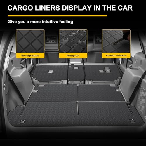Cargo Mat & Backrest Mat Fit for 2010-2023 Lexus GX460 - All Weather PU Leather Trunk Liner and 2nd & 3rd Row Rear Backrest Protector - color: 2010-2023 lexus gx460 cargo mat 2