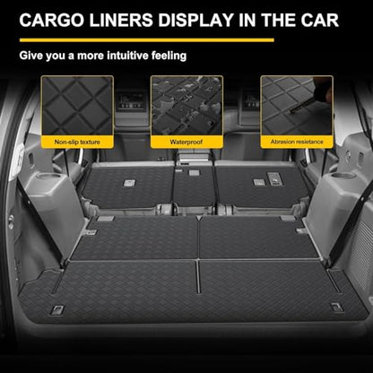 Cargo Mat & Backrest Mat Fit for 2010-2023 Lexus GX460 - All Weather PU Leather Trunk Liner and 2nd & 3rd Row Rear Backrest Protector - color: 2010-2023 lexus gx460 cargo mat 2