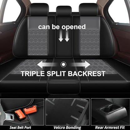 Seat Covers for Subaru Crosstrek 2016-2026, 5 Seat Full Set Faux Leather Car Seat Covers Cushion Black & Grey - color: #054 Black&Grey, size: 8.Crosstrek 2016-2026-5 seat covers full set