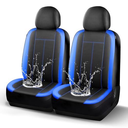 HChengkikz Car Seat Covers Front Seat, Waterproof Neoprene Car Seat Covers, Car Seat Cover Airbag Compatible, Universal Fit for Most Cars, Trucks, SUVs (Black + Blue) - color: N816 Black Blue, size: Front Seat