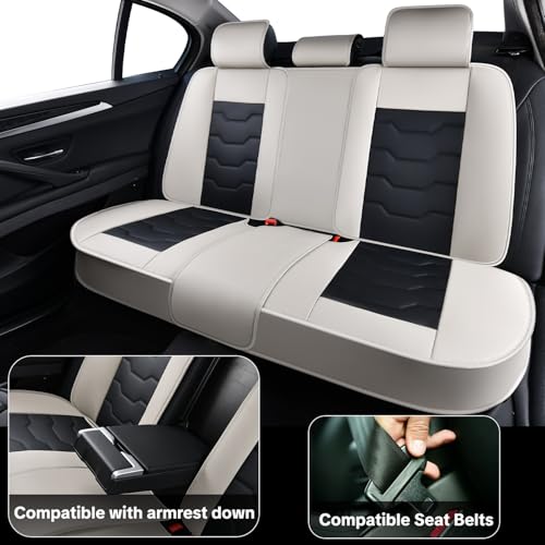 Gray Car Seat Covers Complete Set, Universal Car Seat Covers for Cars, Premium Waterproof Leather, Protect & Upgrade Car Interiors, Airbag Compatible, Easy to Install & Clean Up - color: Gray & Black
