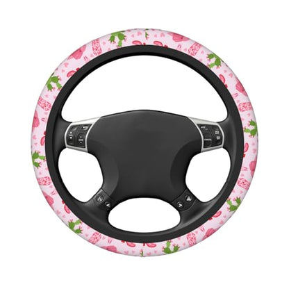 Cowgirls Cactus Pink Steering Wheel Cover for Women Elastic Rubber Steering Wheel Universal 15 Inch Fit for Cars, Auto, SUVs - color: Cowgirls Cactus Pink