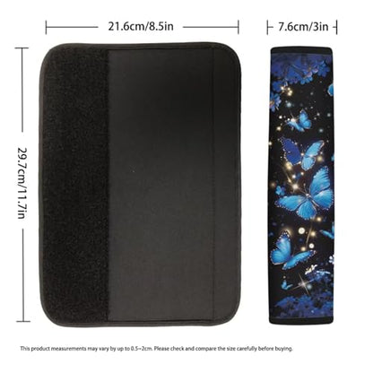 Dreaweet Blue Butterfly Seatbelt Covers for Women 2 Pack Car Seat Belt Cushion Shoulder Strap Pads Soft Comfortable Seat Belt Cover Pad Seatbelt Cushions for Adults Kids - color: Blue Butterfly Flower