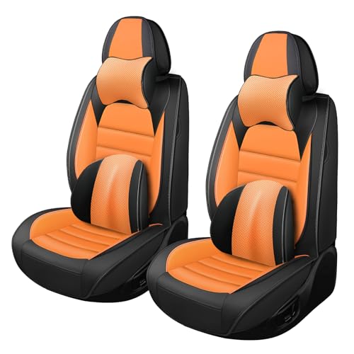 Car Seat Covers for GMC Sierra 1500/2500/3500 Denali SLT AT4 AT4X Base Seat Covers 2008-2026, Waterproof Premium Nappa Leather Seat Protectors(Luxury 2 Seats/Black&Orange) - color: Black&Orange, size: Luxury 2 Seats