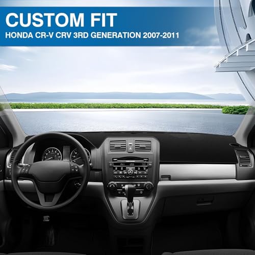 KUST Black Dash Cover for Honda CR-V CRV 2007 2008 2009 2010 2011 Non-Slip Dashboard Cover Interior Accessories for CRV Custom Fit Dash Mat Sunshade Windshield No Glare - size: CR-V 07-11(Black)