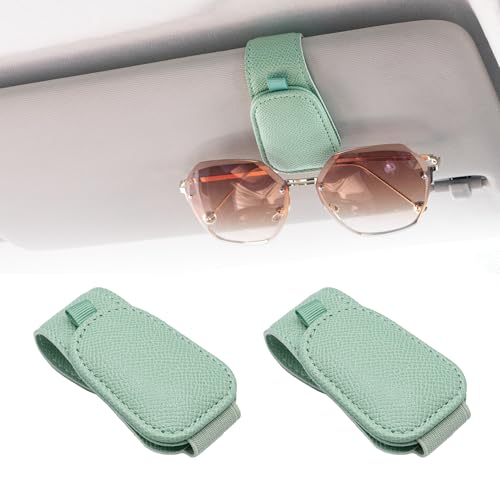 Yuoyar 2 Packs Magnetic Sunglass Holder for Car Visor (Green) | Magnetic Interior Car Accessories - color: Green, size: 2pcs