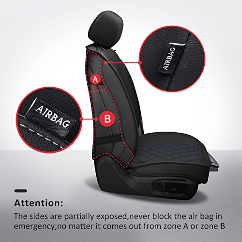 2PCS Front Seat Covers,Waterproof Car Seat Cover Blue Vehicle Cushion Cover Breathable Fit for Most Sedan, Truck and SUV (Black and Blue,2PCS) - color: Black Blue, size: 2PCS Front