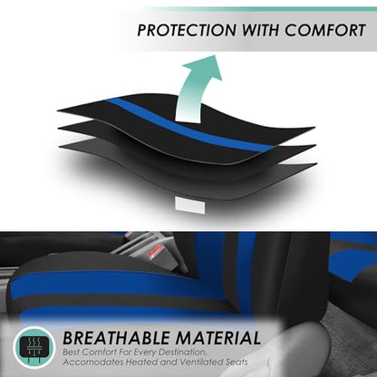 FH Group Striking Striped Car Seat Covers - Universal Fit, Washable Seat Covers for Cars, SUVs, Vans, Sedans, Blue, Front Set - color: Blue, size: Front Set