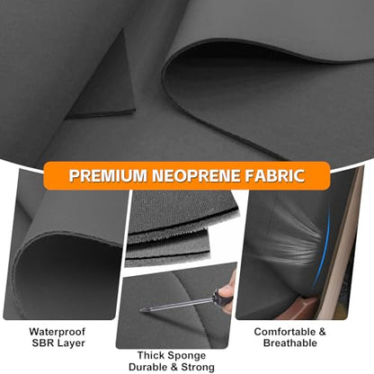 Front Seat Cover Compatible with 1973-1999 Chevy Full Size Trucks Solid Bench Seats, Neoprene Seat Cover, Durable Seat Protection with Rain Defender, Charcoal