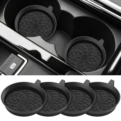 ME.FAN Car Cup Coasters [4 Pack] Silicone Cars Coasters - Universal Non-Slip Recessed Interior Accessories - Cup Holder Inserts Black - color: 4pack-black