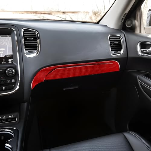 Car Copilot Glove Box Cover Decals for 2011-2020 Dodge Durango Accessories Carbon Fiber Interior Stickers, Red - color: Copilot Glove Box Trim