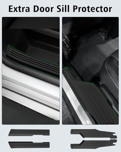 Floor Mats for Chevy Traverse 2024-2026 & GMC Acadia 2024-2026 & Buick Enclave 2025-2026 (Only 7 Seats) All Weather TPE Set Cargo Liner Door Sill Protectors Accessories, Black - size: For GMC Acadia 7 seats 2024-2026