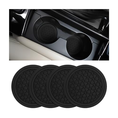 Mandark 4PCS Car Cup Holder Coasters, 2.75 Inch Non-Slip Insert Water Bottle Holder Pads, Dustproof Automotive Interior Accessories Mat, Universal for Vehicles, Trucks, RVs and More（Black/Black） - color: Black/Black, size: 4PCS