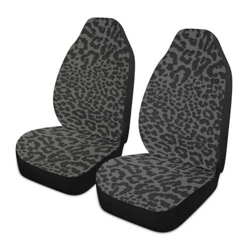 2 PCS Black Leopard Print Car Seat Covers Abstract Cheetah Pattern Wild Animal Skin Texture Vehicle Seat Protector Cushion Cover Universal Car Interior Accessories for SUV Truck Sedan - color: Black