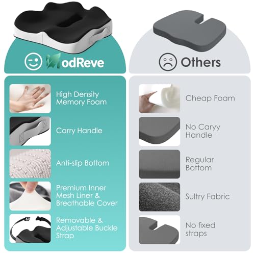 Seat Cushion for Truck Driver, Extra Large Memory Foam Car Seat Cushions for Long Driving - Orthopedic Sciatica Ease and Tailbone Pain Relief, Comfort Support for Road Trip Essentials