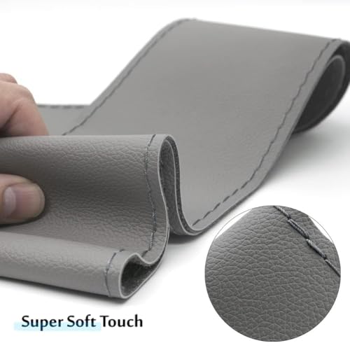 38cm/15 Inch Hand Sewing Steering Wheel Cover Breathable Anti-Slip Leather Steering Wheel Cover for Nissan Qashqai Toyota Camry RAV4 VW Golf - color: Gray