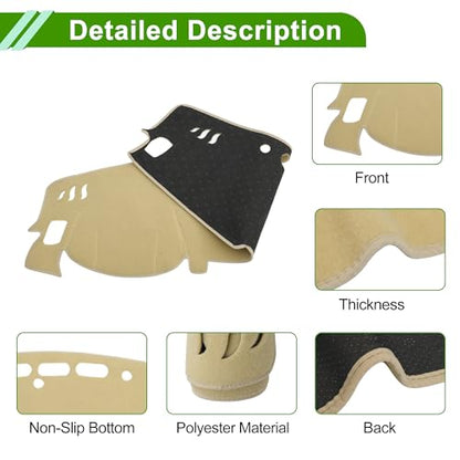 Dash Cover for Nissan Altima 2019-2025 No Hud Dashboard Cover Car Interior Anti-Slip/Anti Dust Polyester Beige 1 Pcs - color: Beige