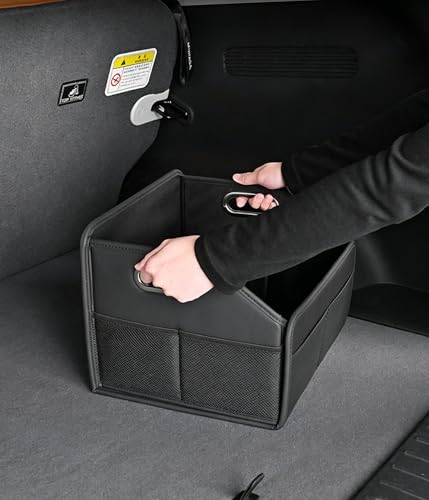 Car Trunk Organizers Small PU Leather，Car Basket for Organizers and Storage，Car Caddy Collapsible Multi Compartment Container Box