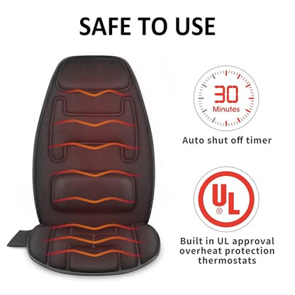 Snailax Vibration Back Massager with Heat, Massage Chair Pad with Neck Lumbar Memory Foam, 10 Vibration Motors,5 Modes, Gifts, No shiatsu - color: Black